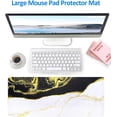 thumbnail image 3 of XXL Large Gaming Mouse Pad - Marble Big Mouse Pad 35.4" x 15.7" Extended Desk Mat with Stitched Edges, Non-Slip Base Water Resist Keyboard Pad, Large Mouse Pad for Gamer, Office, Home- Black & White, 3 of 6