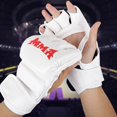 thumbnail image 3 of 1 Pair Boxing Gloves Hand Wraps with Fastener Tape Wear Resistant Thick Padded Faux Leather Adjustable Half-finger Kickboxing Gloves-White, 3 of 4