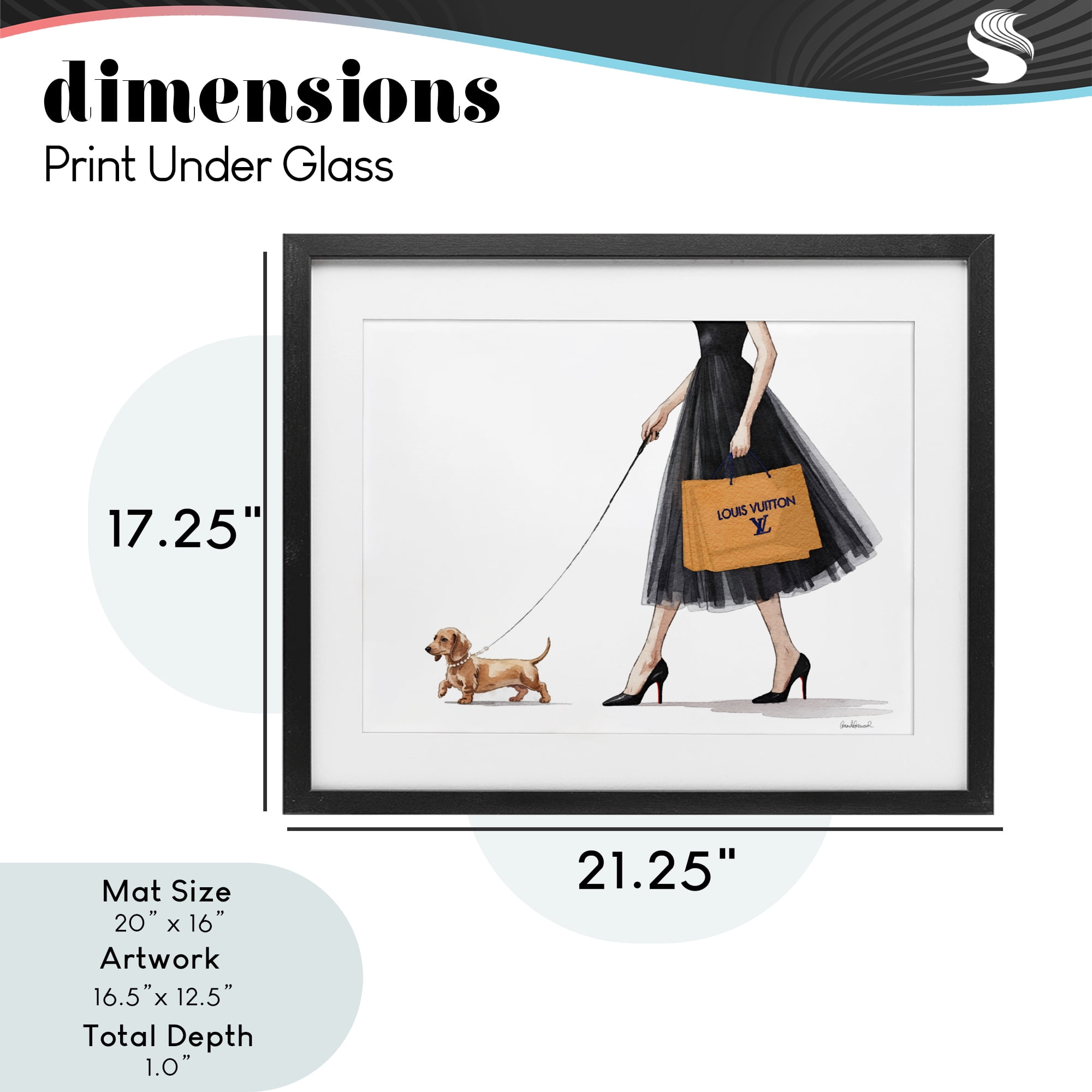 Stupell Industries Fashionable Dog Walking Black Framed Print Under Glass, design by Amanda Greenwood