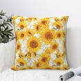 thumbnail image 4 of Fuzoiu White Marble Pattern Sunflower Print Square Pillow Cover,Hidden Zipper Design,Luxury Square Pillow Case, Throw Pillow,Couch Cushion-20"x20", 4 of 7