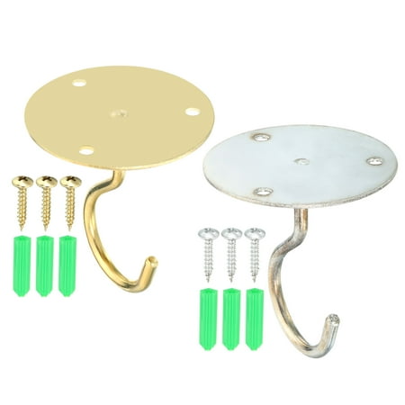 

Uxcell 2.5 x 2.8 Ceiling Hooks with Mounting Hardware 2 Pack Gold Silver