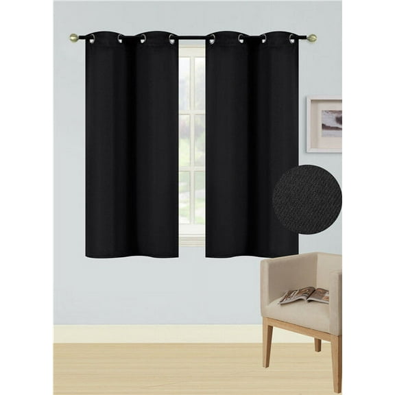 1 SET 100% BLACKOUT INSULATE THERMAL SHORT PANELS WINDOW CURTAIN IN 36" 54" 63"L