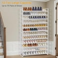 thumbnail image 5 of NEYCIL Large Shoe Rack 12 Tier Shoe Organizer, Heavy Duty Metal 6-Tier Stackable Shoe Storage Vertical Shoe Rack for Closet Front Door Entrance, Up to 75 Pairs, 44.8" W x 11.4" D x 85.1" H, White, 5 of 7