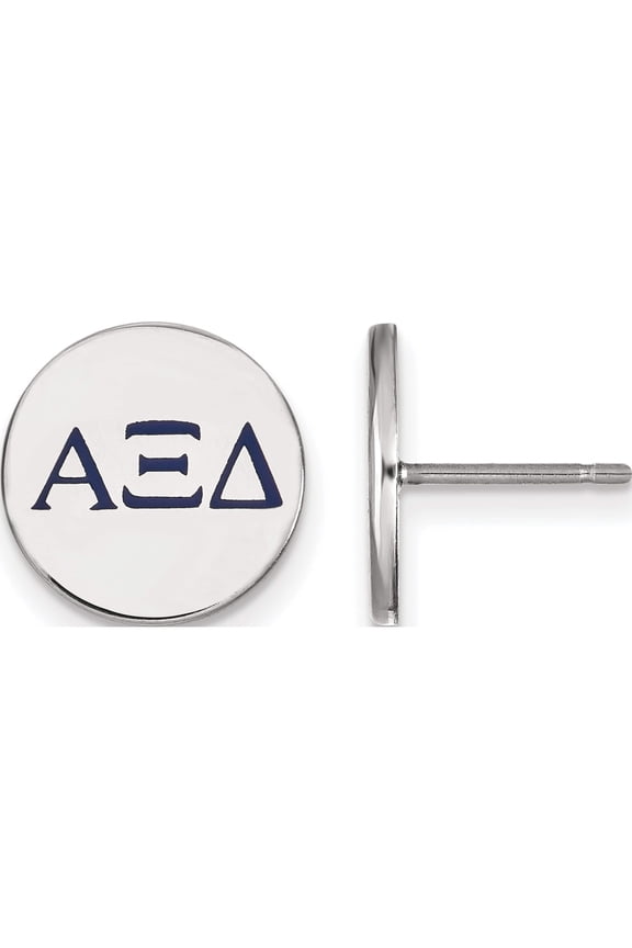 Sterling Silver Rh-Plated Logoart Alpha Xi Delta Enameled Post Earrings (12 X 12) Made In United States ss032axd