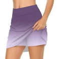 thumbnail image 2 of Jacenvly New Skirt with Shorts Women Casual Women's Color Mid-Waist Skirt Pants Sports Shorts Bottoming Skirt Pants Soft Satiny Womens Sport Skirt Purple, 2 of 7