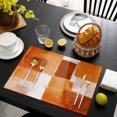 thumbnail image 3 of Burnt Orange Geometric Placemats Set of 6, Watercolor Ombre Modern Abstract Art Placemats for Dining Table, Place Mats for Kitchen Tabletop, Waterproof Wipeable Dining Table Mats Set, 3 of 9