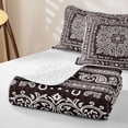 thumbnail image 4 of jejeloiu Boho Paisley Bed Spread Queen For Men Women,Vintage Floral Print Queen Coverlet Set,Brown White,3pcs, 4 of 7