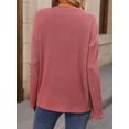 thumbnail image 3 of Diufon Womens Knit Blouses Fall Casual Solid Color Sweaters V Neck Button Long Sleeve Pullover Tops, 3 of 5