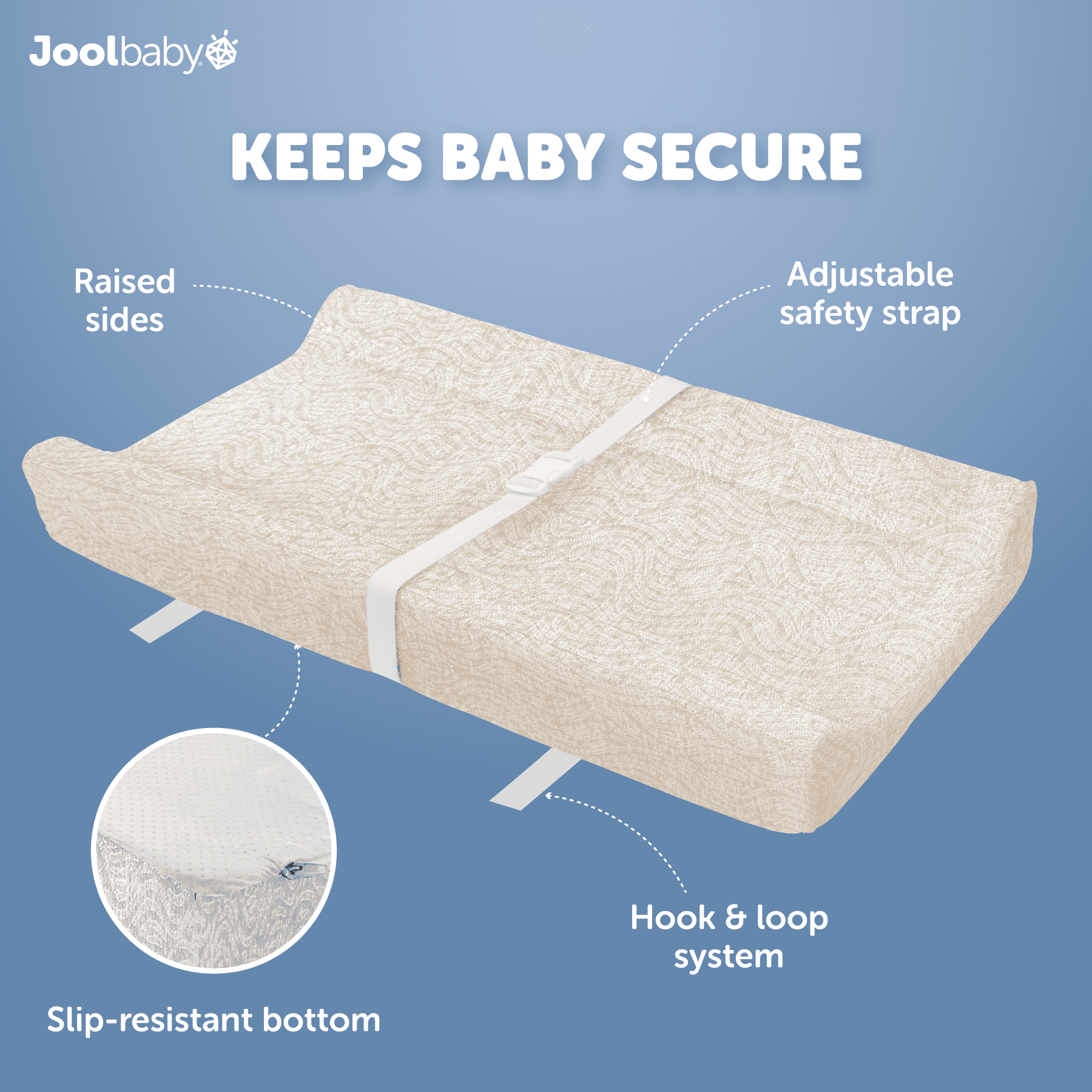 Jool Baby Changing Pad Covers 2 Pack – Soft & Comfortable, Fits Most Standard Diaper Changing Pads (Off-White & Oatmeal - Wave)