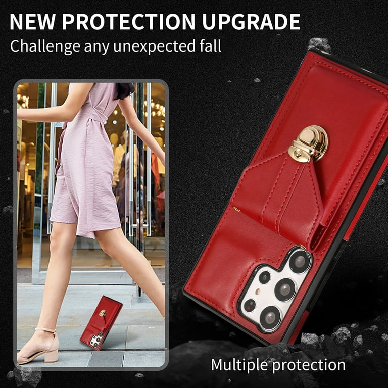 ★DESIGN SKIN★ iPhone Galaxy Buckle Strap Case Tarpaulin Bl Cutyskin Case for Samsung S24 Ultra, Luxury Metal Buckle