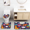 thumbnail image 1 of EREHome Birthday Kids Cartoon Safari Hearts Flowers and Clouds 3 Piece Bathroom Rugs Set Bath Rug Contour Mat and Toilet Lid Cover, 1 of 2