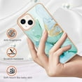 thumbnail image 2 of SaniMore for iPhone 15 Plus 6.7" 2023 Case with Wireless Charging Shockproof TPU Backplane Glitter Marble Pattern Fashion Design Anti-drop Anti-fingerprint Skin-feel Cover, Green, 2 of 5