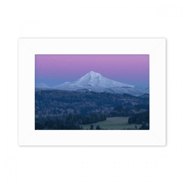Monte Blanco Morado Azul cielo Marco de Fotos de escritorio imagen Blanco Pintura arte 5x7 pulgadas