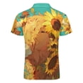 thumbnail image 5 of Highland Cow with Sunflowers Men Zipper T-shirt Summer Casual Short Sleeve T-shirt Top, 5 of 7