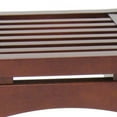 thumbnail image 3 of Curved Design Mission Style Stool with Slatted Seating, Brown, 3 of 5