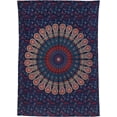 thumbnail image 4 of Bless International Indian hippie Bohemian Psychedelic Golden Blue Peacock Mandala Wall hanging Bedding Tapestry (Midnight Blue, Poster(30x40Inches)(76x101cms)), 4 of 4