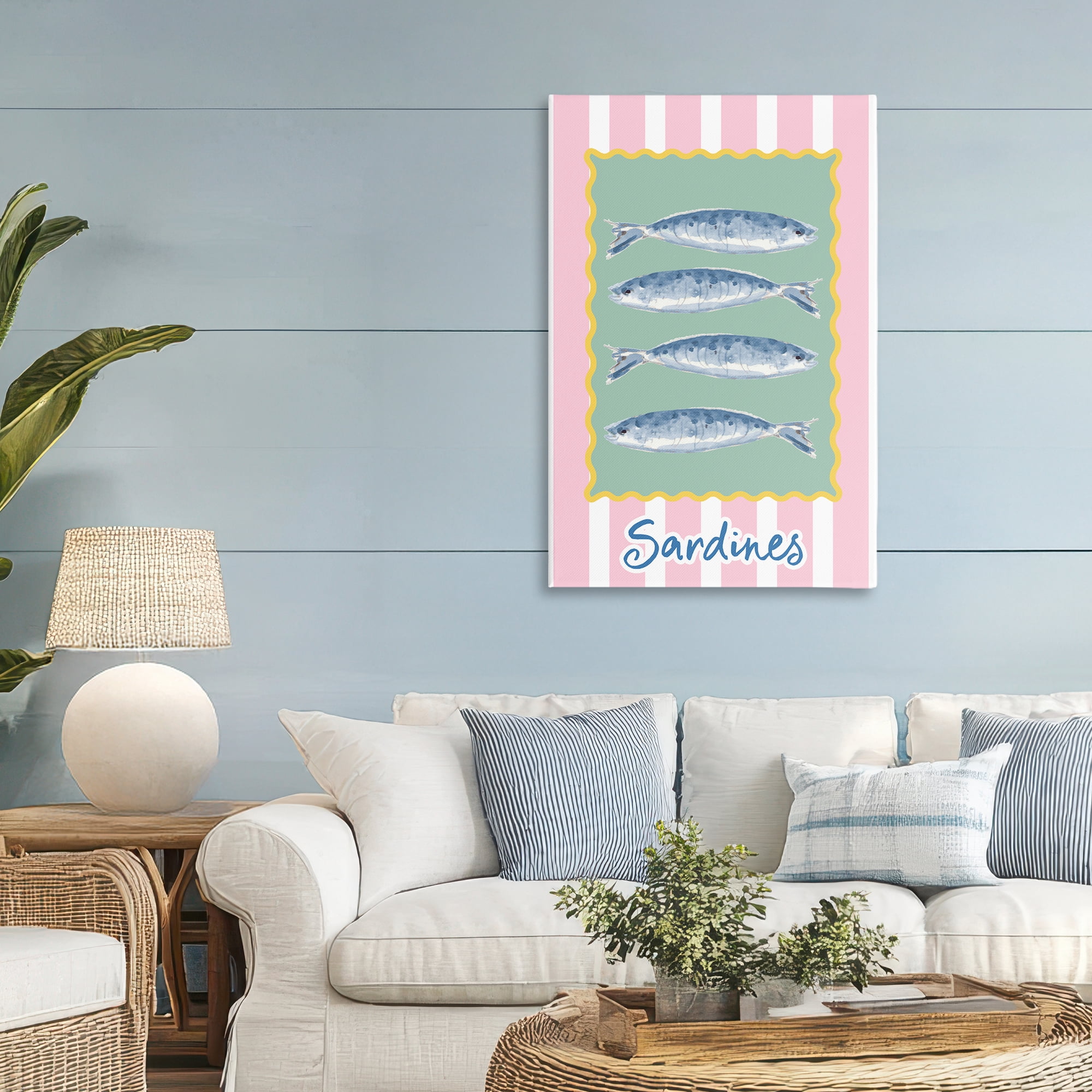Stupell Industries Pastel Striped Sardines Canvas Wall Art, design by Patricia Pinto
