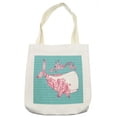 thumbnail image 1 of Whale Tote Bag, Big Fish Swimming and Floral Marine Animal Mammal Creature Themed Design, Cloth Linen Reusable Bag for Shopping Books Beach and More, 16.5" X 14", Cream, by Ambesonne, 1 of 2