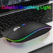 Uiosmuph Wireless Mouse LED Rechargeable Silent Computer Mouse with USB Receiver and Type C Adapter