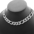 thumbnail image 2 of ICED HIP HOP SILVER PLATED 12mm 18" FIGARO FULL CUBIC ZIRCONIA STONE CHOKER CHAIN FASHION NECKLACE, 2 of 3