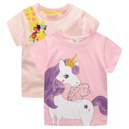 

Aolyty Toddler Girls T-Shirts Unicorn Tops Short Sleeve T Shirt 2T