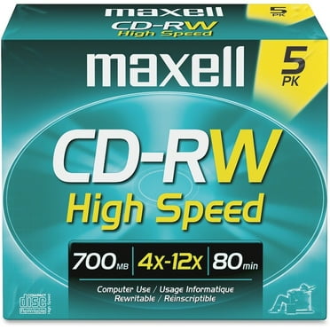 ReWritable CD-RW Media Pack, 4X Speed, 700 MB, 5 Discs