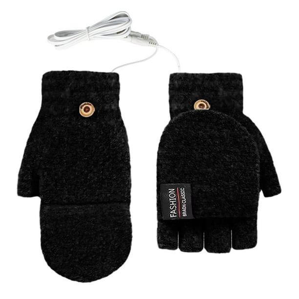 USB Flip Guantes Caliente Doble Calefacción Guantes Medio Dedo Pantalla Caliente Flip Cubierta Invierno Calefacción Suministros