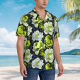 thumbnail image 5 of Daiia Teal floral elegance Hawaiian Shirt for Men Gentle Cotton Regular Short Sleeve Casual-XX-Large, 5 of 9