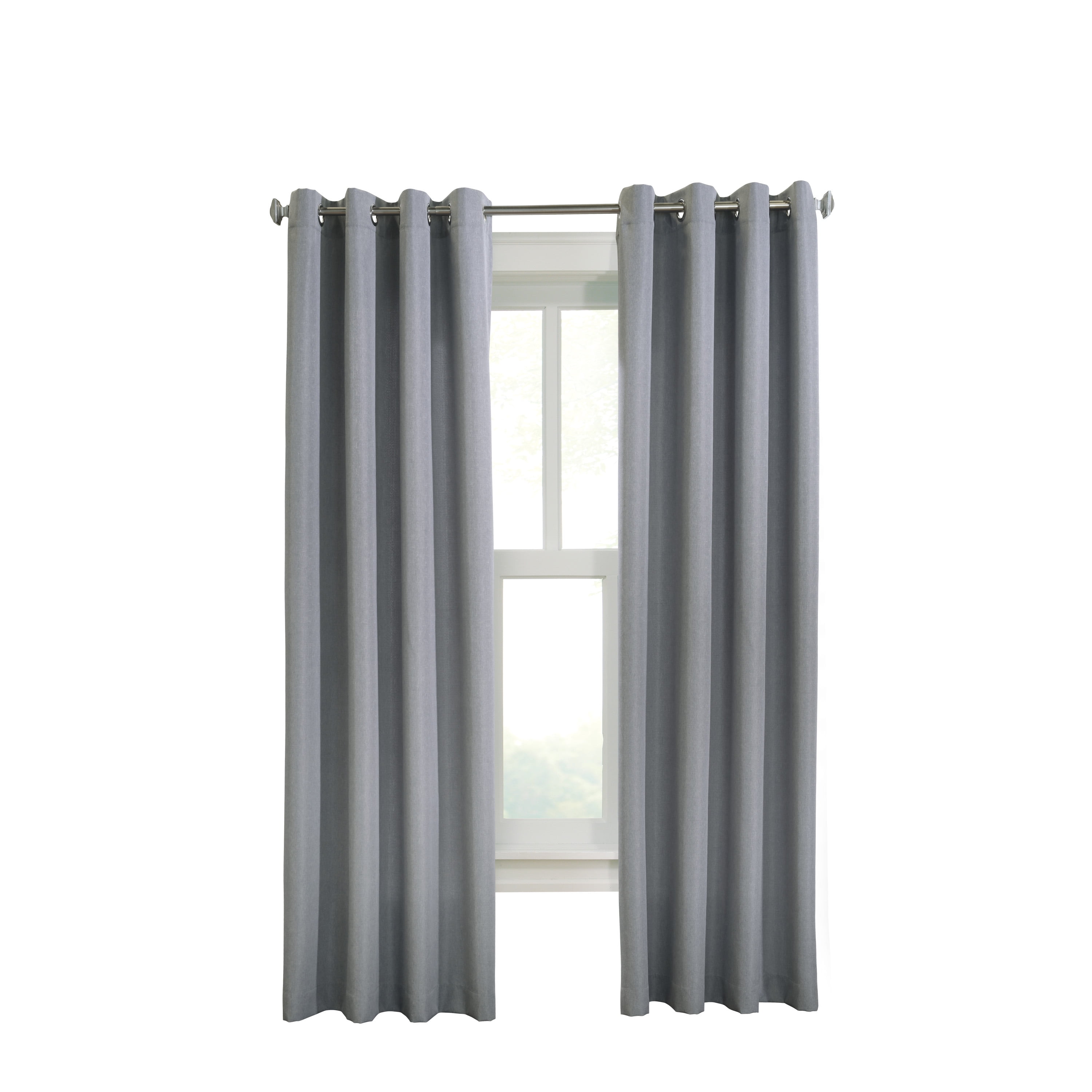 Maria Richly Textured Woven Grommet Curtain Panel 52" x 108" in Grey