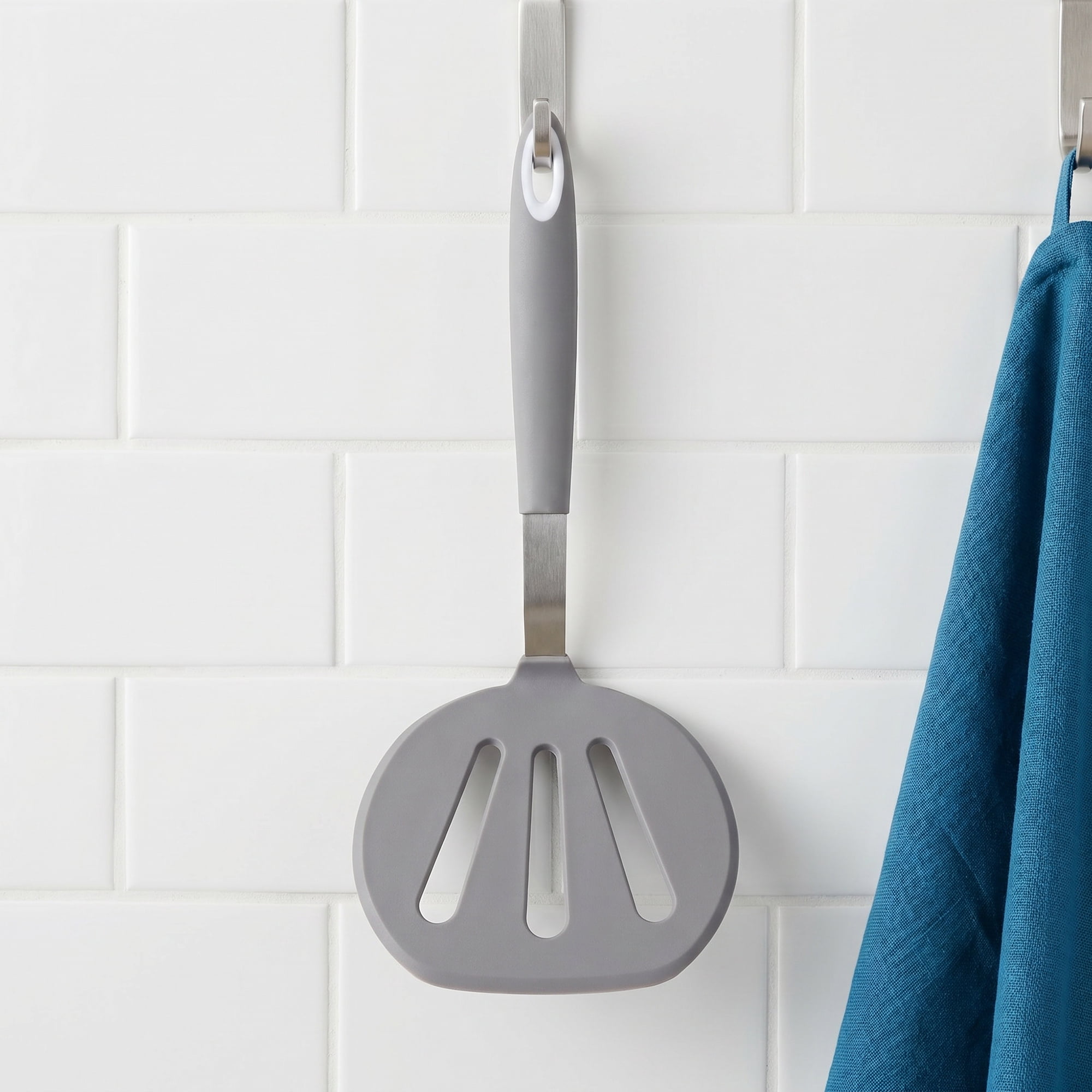 Unique Bargains Kitchen Utensils with Heat-Resistant Rubber Spatula Gray 12.2x5.9 inch
