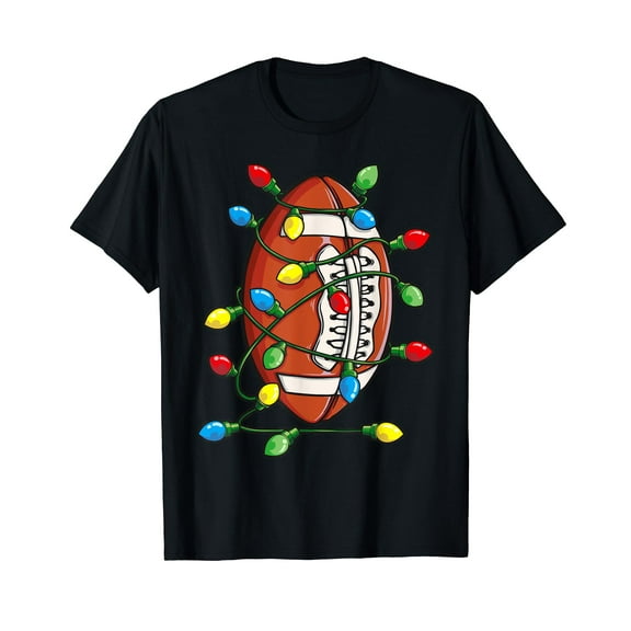 Christmas Football Ball Xmas Lights Funny Boys Men Sport T-Shirt