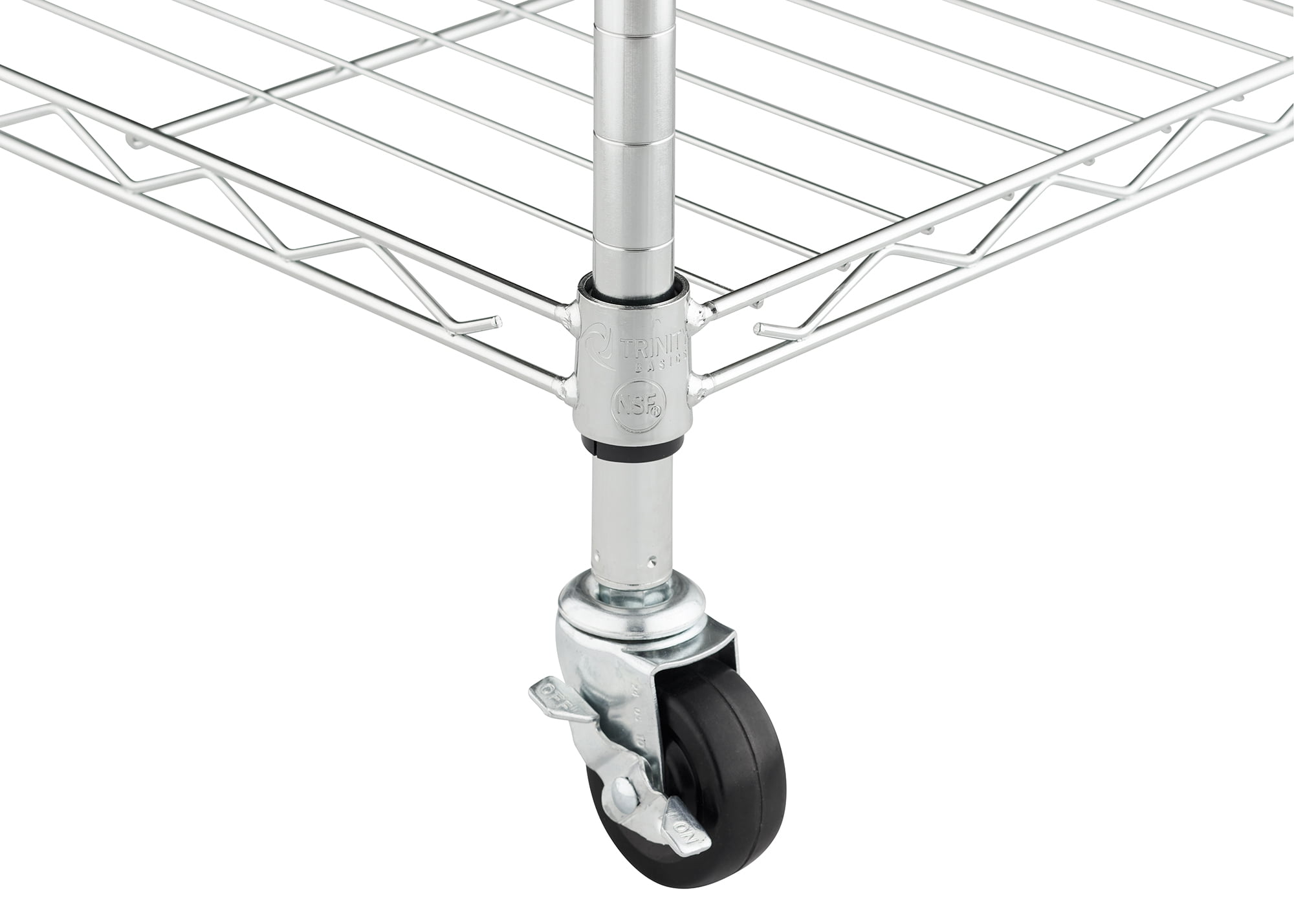 TRINITY BASICS EcoStorage® 4-Tier NSF 36"x14"x54" Wire Shelving Rack w/ Wheels / Chrome