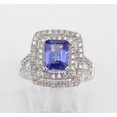 thumbnail image 3 of HeartsAndYou 4ct Natural Blue Tanzanite Halo Split Band Engagement Ring 14k SOLID White Gold, 3 of 9