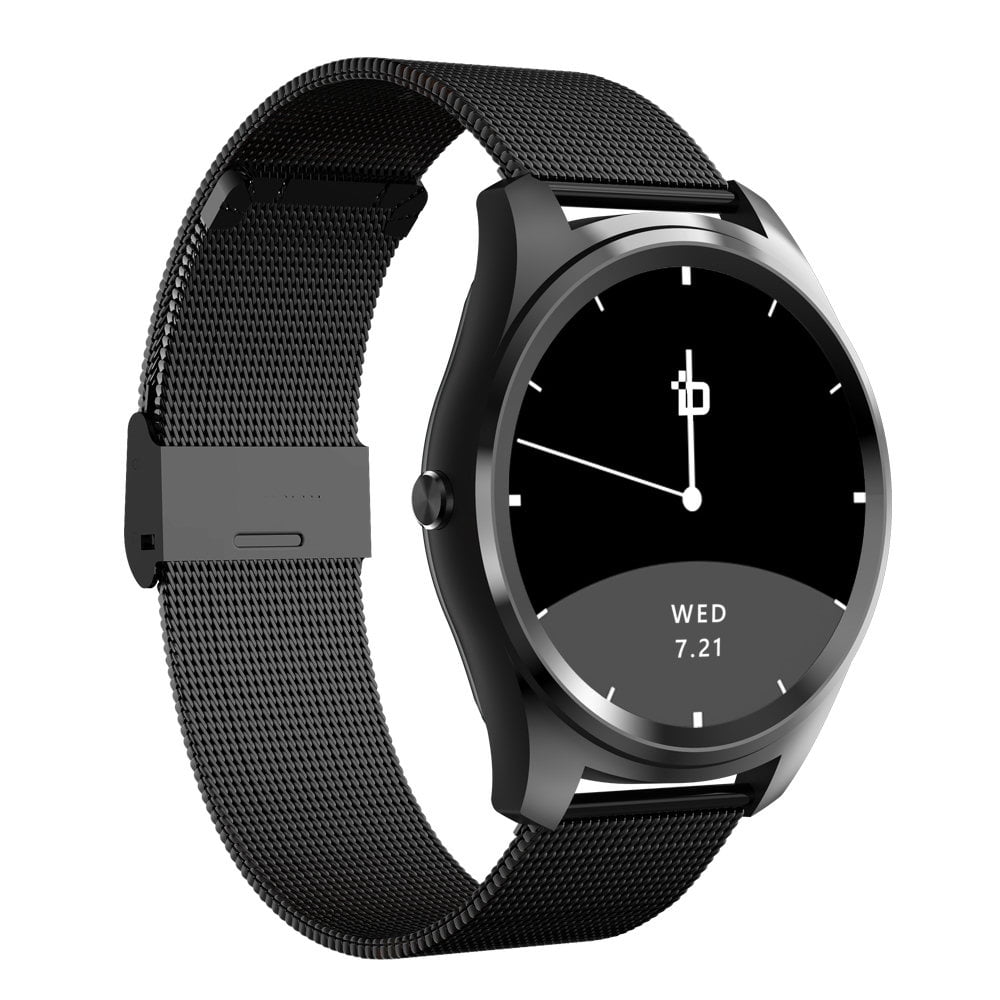 Bean Information Technology Fusion Smart Watch Compatible with Android Phones, Black with Stainless Strap