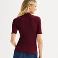 thumbnail image 2 of Women's Nine West Fitted Elbow Sleeve Mockneck T-Shirt Color: Midnight Grape Size: X LARGE, 2 of 4