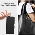 thumbnail image 4 of Allytechgroup Wallet Case for Samsung Galaxy Z Fold 5, RFID Blocking Multiple Cards Holder Zipper Pocket Hand Strap Shockproof Stand Phone Case with Crossbody Lanyard for Women Girls, Black, 4 of 7
