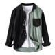 thumbnail image 1 of Camisas Para Hombre Manga Larga Blusa informal de manga larga con cuello vuelto para hombre, camisa de invierno con bolsillo popular a juego de un solo pecho (Green, XL), 1 of 6
