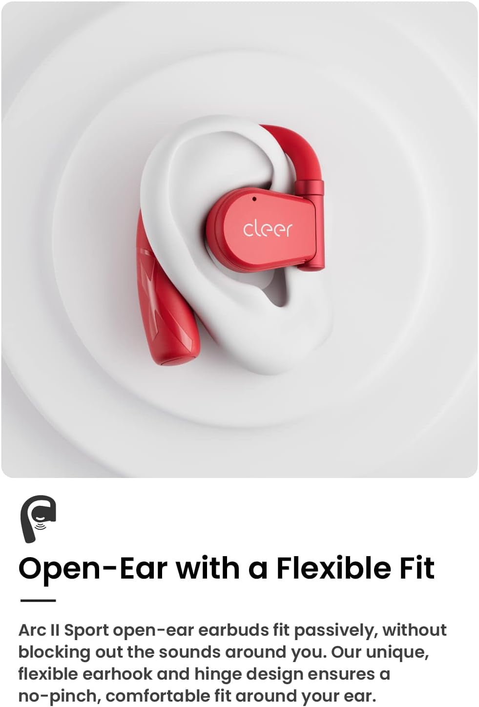 イヤホン cleer ARC II SPORTS Edition RED ARK2 ARC II - Open-Ear True Wireless Bluetooth Headphones with