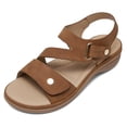thumbnail image 3 of Littleplum Women's Arch Support Wide Sandals Adjustable Straps Lightweight Walking Summer Shoes for Women,Brown,Size 5.5, 3 of 11