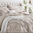 thumbnail image 4 of U by Bedsure Full Comforter Set Beige, Bed in a Bag Full Size Bedding, 7 Pieces Pinch Pleat All Season Comforter with Sheets, Pillowcases & Shams, 4 of 9