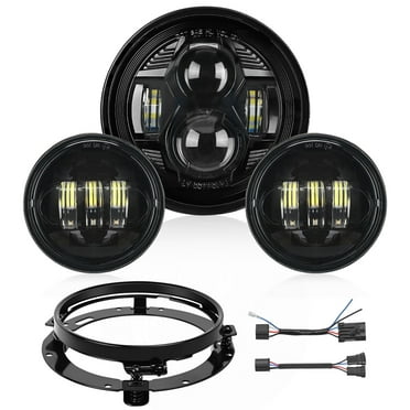 Nilight 7 Inch Motorcycle LED Headlight 4.5 Inch Fog Lights Auxiliary DOT Kit Compatible with Harley Davidson Electra Street Glide Fat Boy Road King Heritage Softail CVO