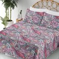 thumbnail image 3 of Ambesonne Vintage Fitted & Flat Sheet with Shams 4 Pcs Set, Blooming Flowers Birds Plot, Full, Pastel Pink Slate Blue, 3 of 5