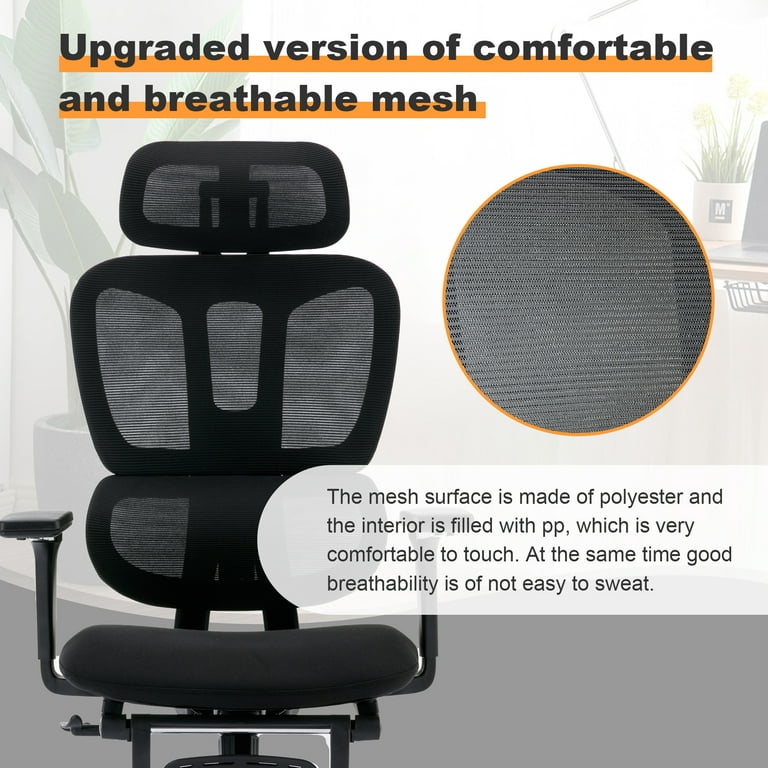 Ergonomic Office Chair, Comfortable High Back Mesh Computer Chair Rolling  Desk Chair - 4D Adjustable Armrest, Adjustable Headrest, Dynamic Lumbar
