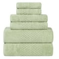 thumbnail image 2 of Superior Playa Zero Twist Cotton Solid Waffle Textured 6 Piece Towel Set, Green, 2 of 7