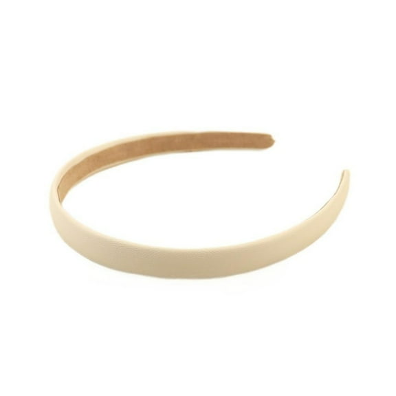 Elegant Wide Brim PU Leather Hairband Creamy White Headband for Women and Girls