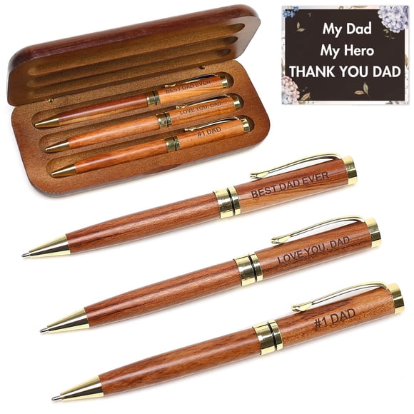 Set de bolígrafos Renawe Wood, lujosa caja de regalo grabada