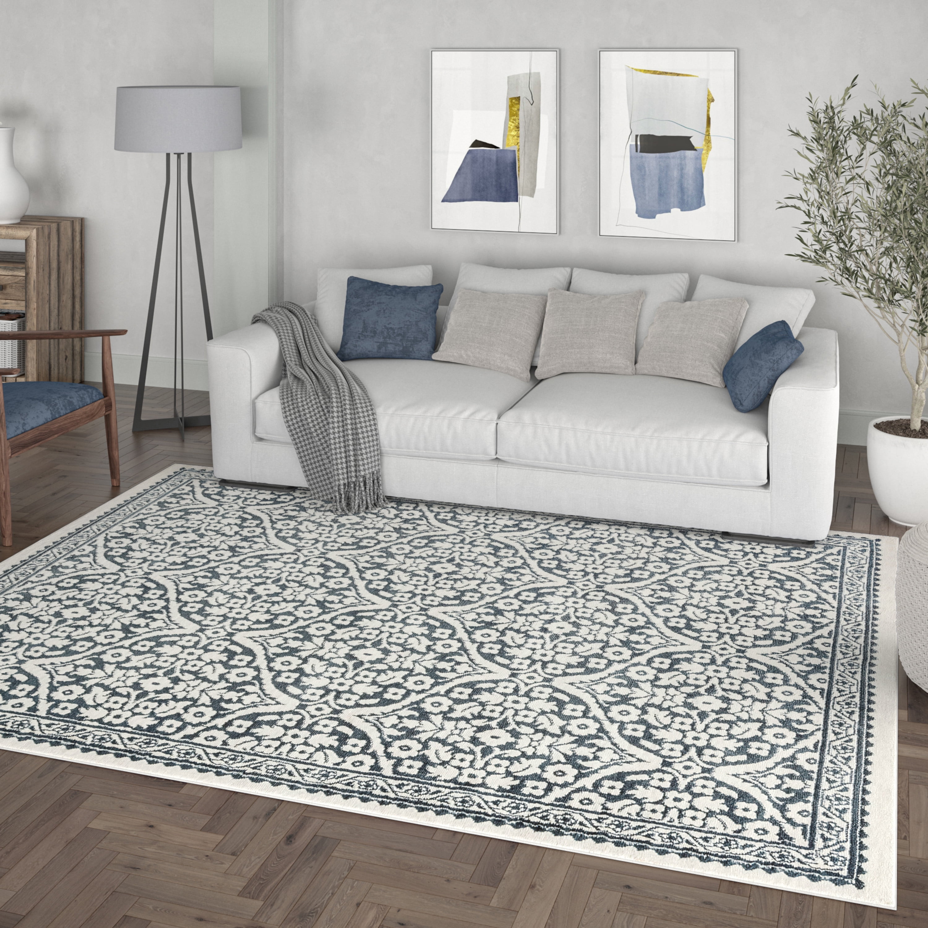 Madison Traditional 5' x 7' Gray Polypropylene Indoor Area Rug