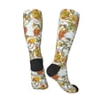 thumbnail image 4 of Daiia Sports Socks Ducks and Flowers Printed Novelty Crew Socks for Men Women Knee High Socks Cotton Socks Soft & Breathable Support Unisex Socks, 4 of 9