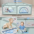 thumbnail image 4 of TEAYINGDE Baby Playpen Large Play Yard Fence for Toddlers,71"x47" Green Fish, 4 of 7