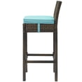 thumbnail image 3 of Modern Contemporary Urban Design Outdoor Patio Balcony Garden Furniture Bar Side Stool Chair, Rattan Wicker, Blue Brown, 3 of 3